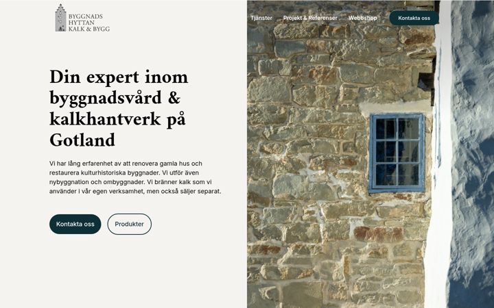 Screenshot von byggnadshyttan.se