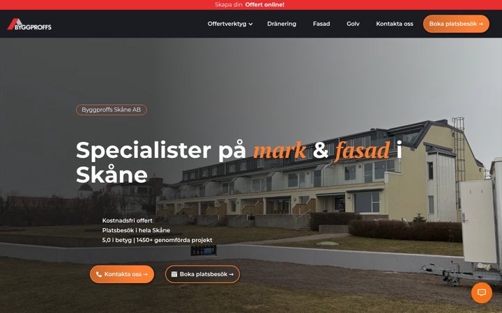 Snímek obrazovky byggproffsskane.se