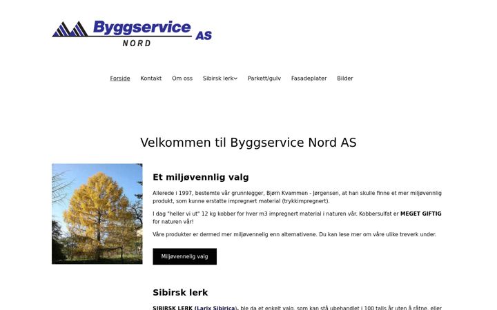Snímek obrazovky byggservicenord.no