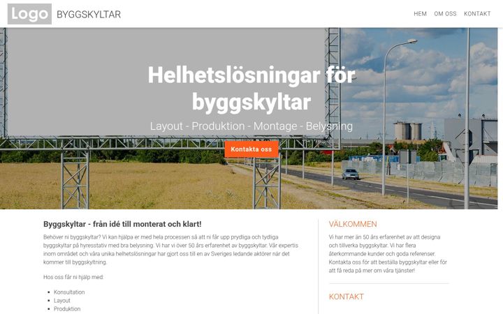Screenshot of byggskyltar.nu
