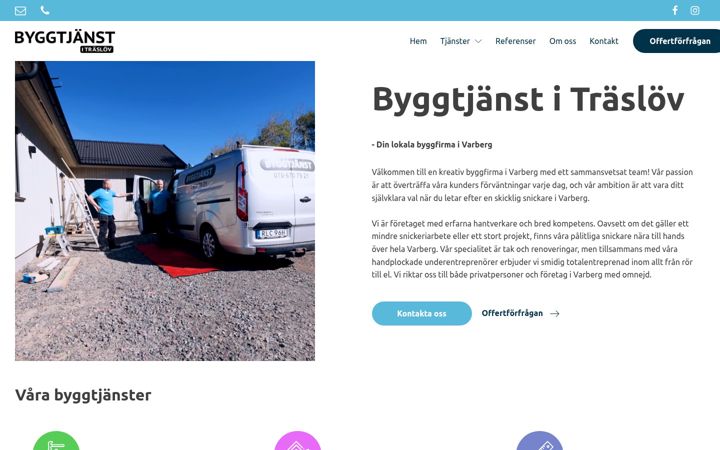 Screenshot ta' byggtjanstitraslovab.se