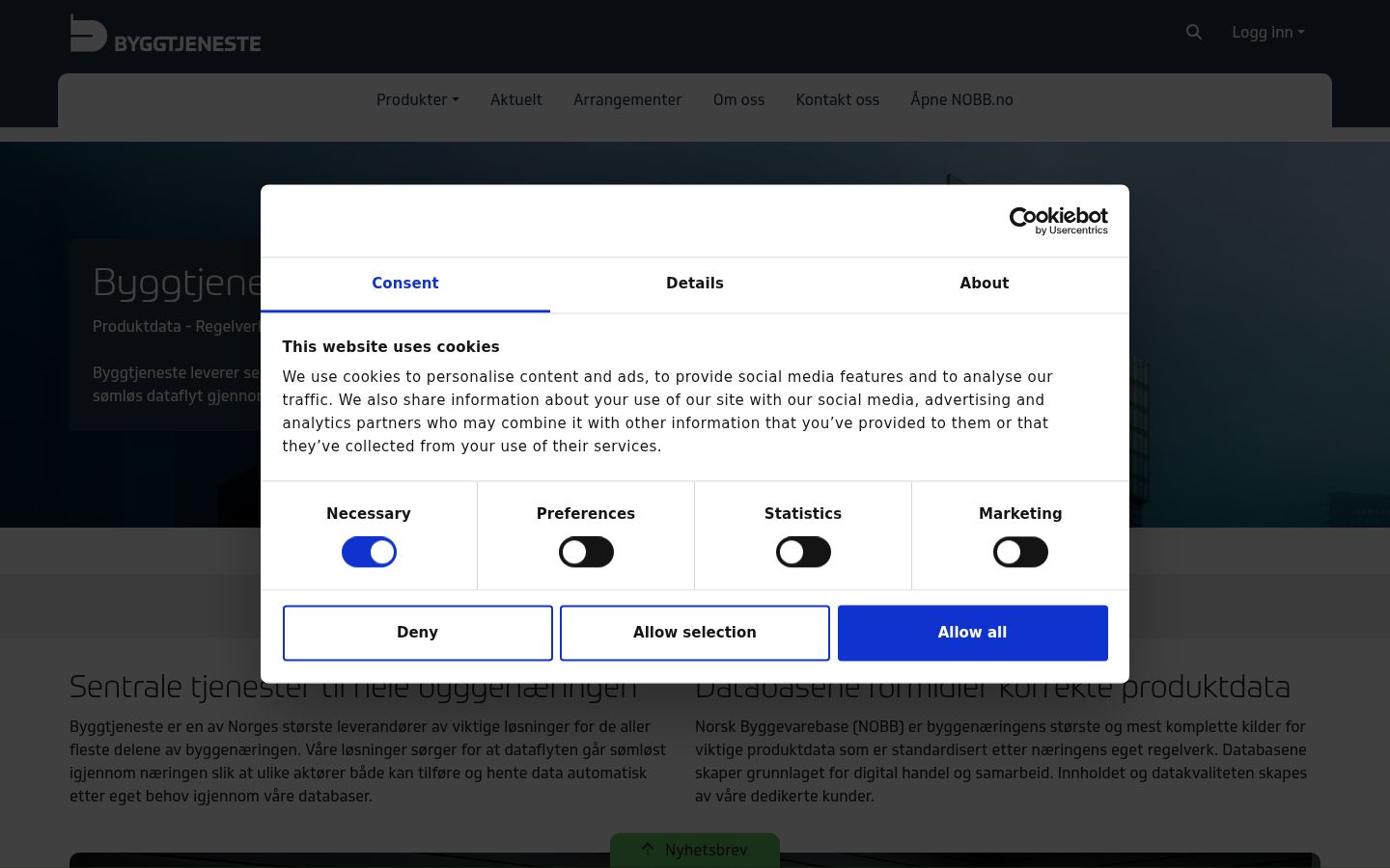 Screenshot of the consent banner shown before any interaction