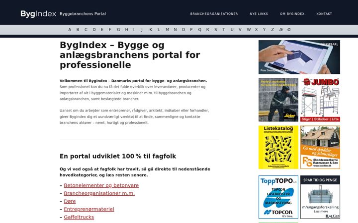 Screenshot ta' bygindex.dk