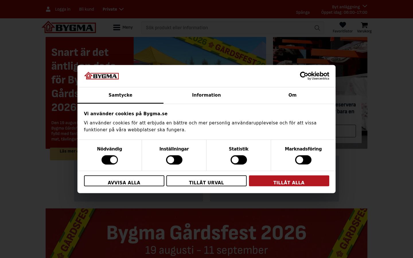 Screenshot del banner di consenso mostrato prima di qualsiasi interazione