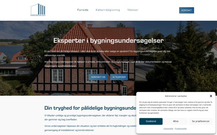 Screenshot ta' bygningsundersoegelser.dk