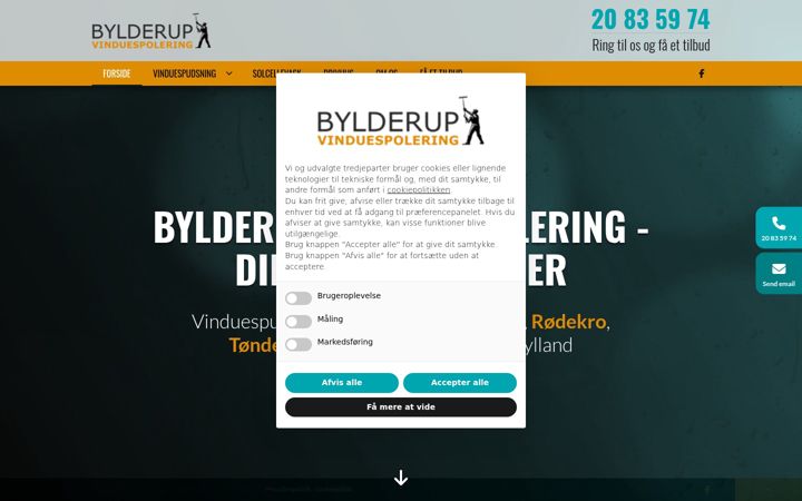 Screenshot of bylderupvinduespolering.dk