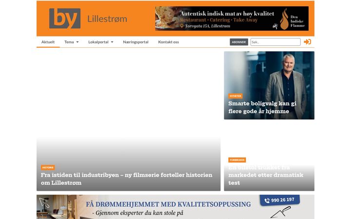Captura de pantalla de bylillestrom.no