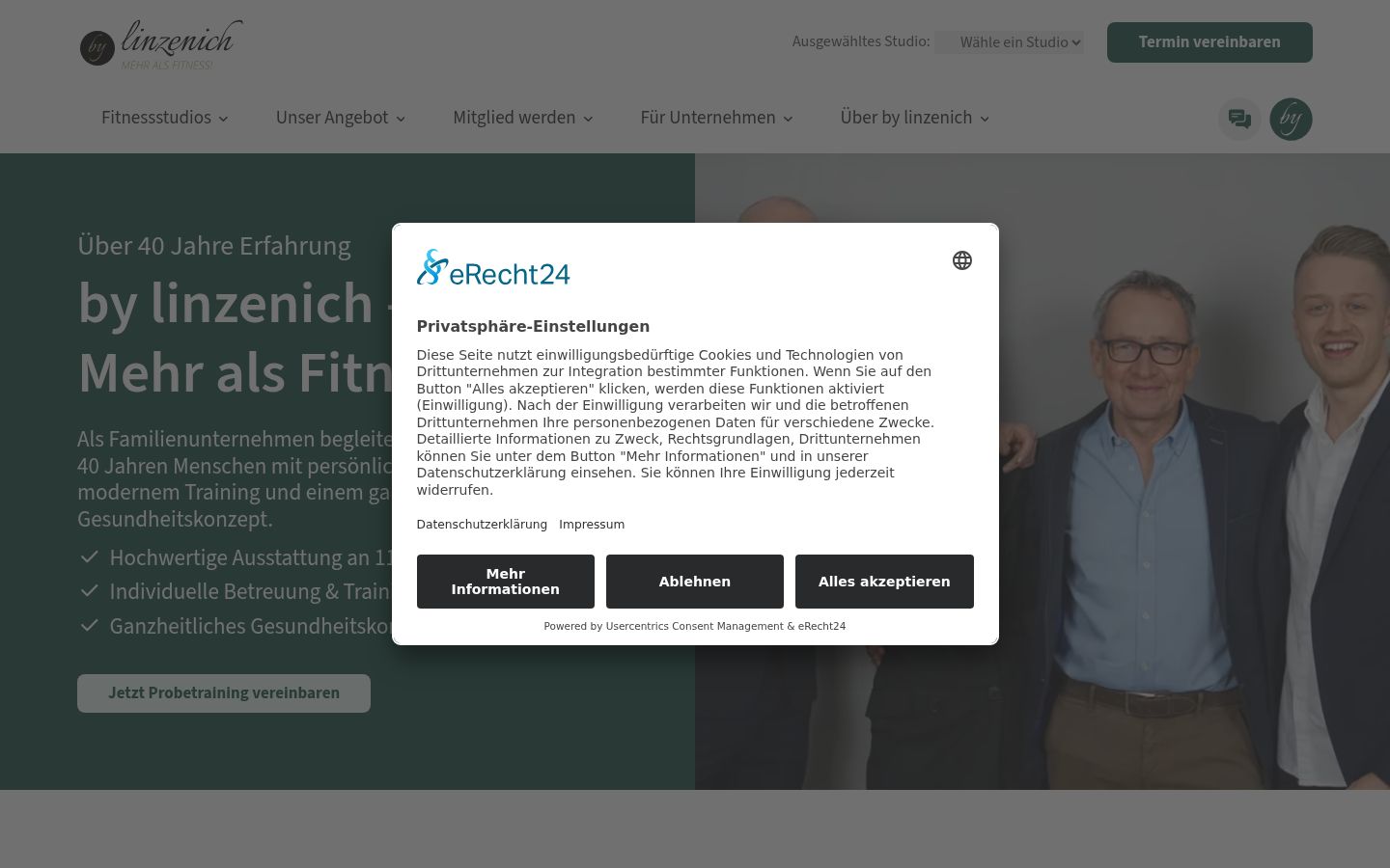 Screenshot del banner di consenso mostrato prima di qualsiasi interazione