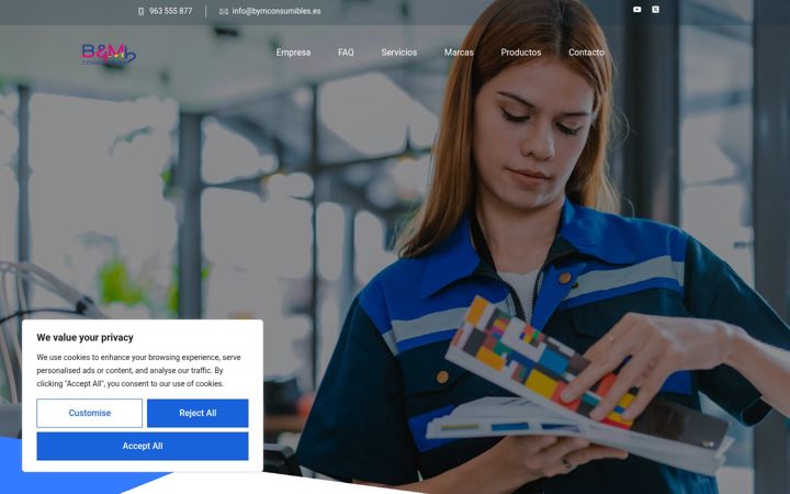 Screenshot of bymconsumibles.es