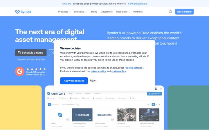 Captura de ecrã de bynder.com