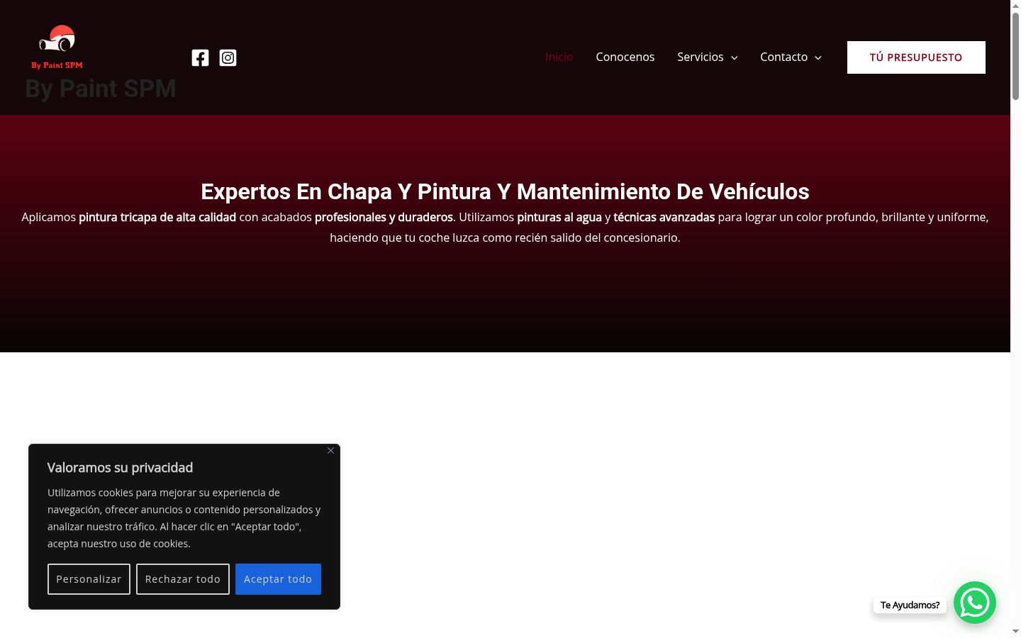 Captura de pantalla del banner de consentimiento mostrado antes de cualquier interacción