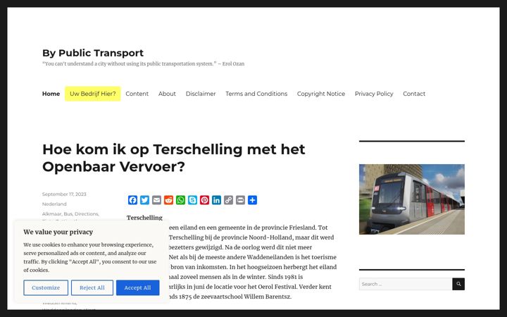 Screenshot of bypublictransport.com