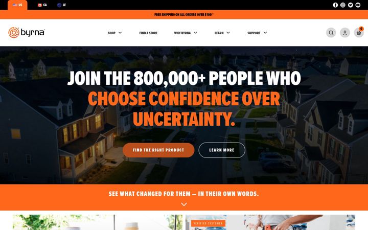 Screenshot of byrna.com
