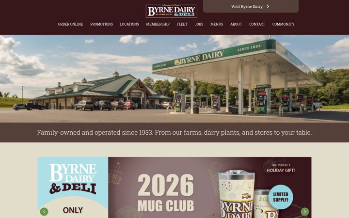 Screenshot of byrnedairystores.com