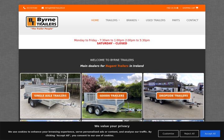 Screenshot of byrnetrailers.ie