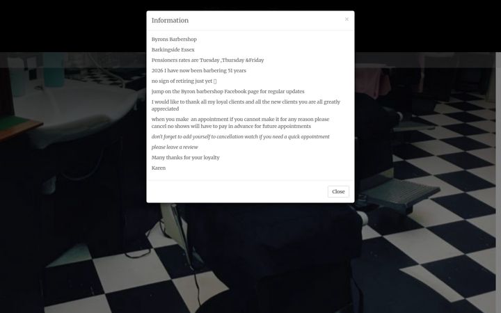 Screenshot of byronbarbershop.co.uk