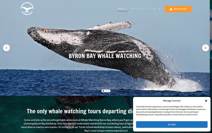 Screenshot of byronbaywhalewatching.com.au