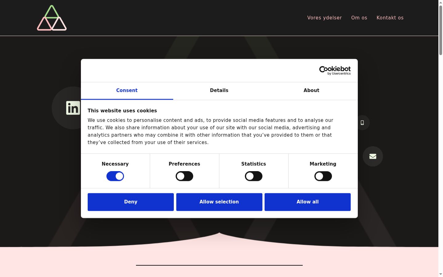 Screenshot of the consent banner shown before any interaction