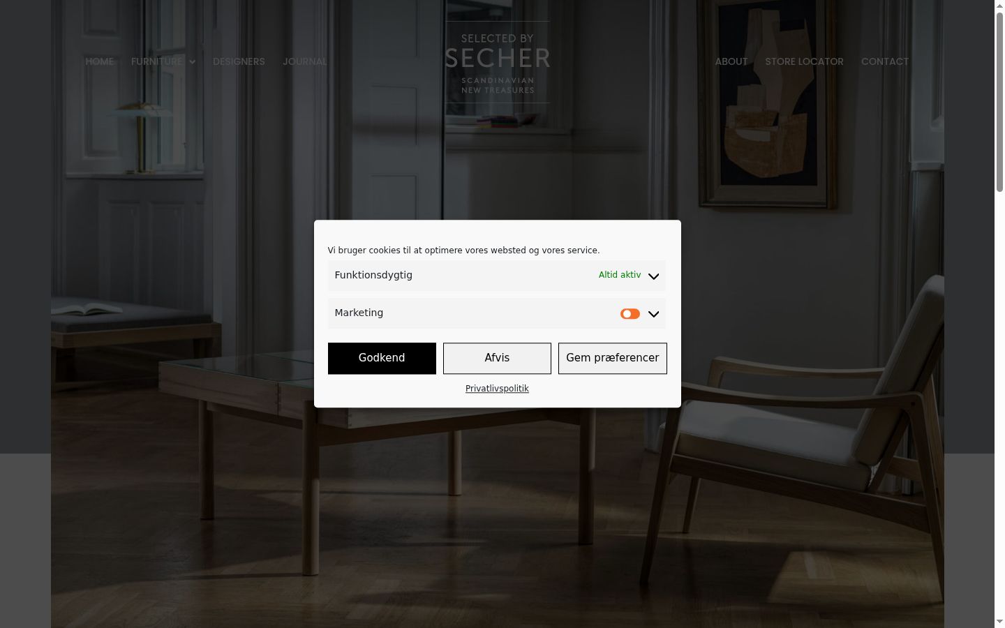 Skjermbilde av samtykkebanneret slik det vises før noen interaksjon