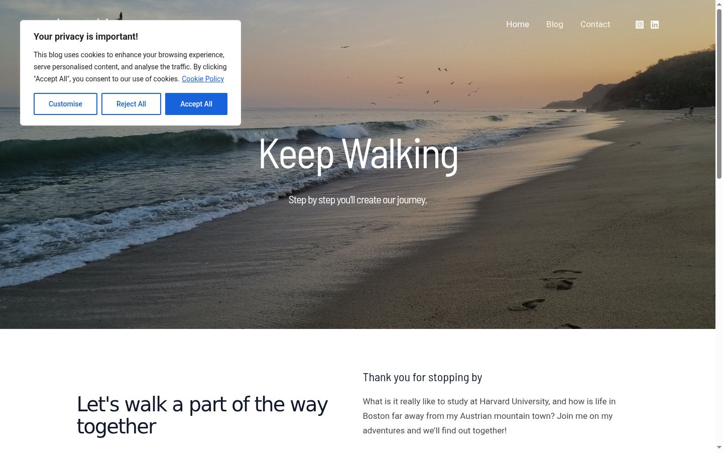 Screenshot of the consent banner shown before any interaction