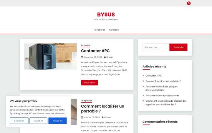 Screenshot van bysus.fr