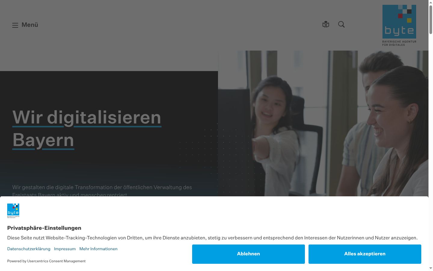 Screenshot tal-banner tal-kunsens muri qabel kwalunkwe interazzjoni