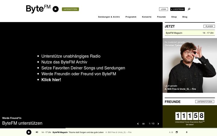 Captura de ecrã de byte.fm