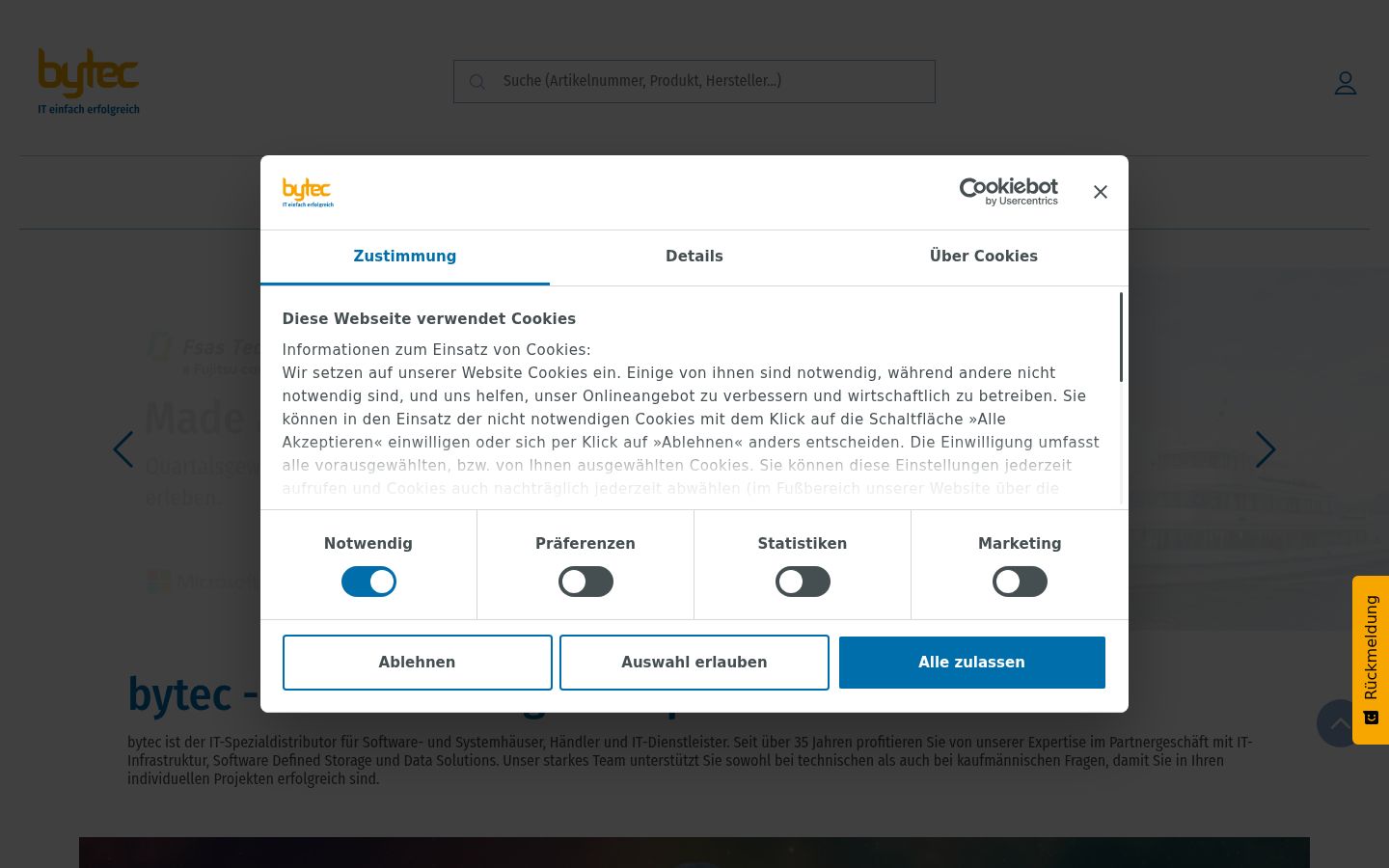 Capture d'écran de la bannière de consentement affichée avant toute interaction