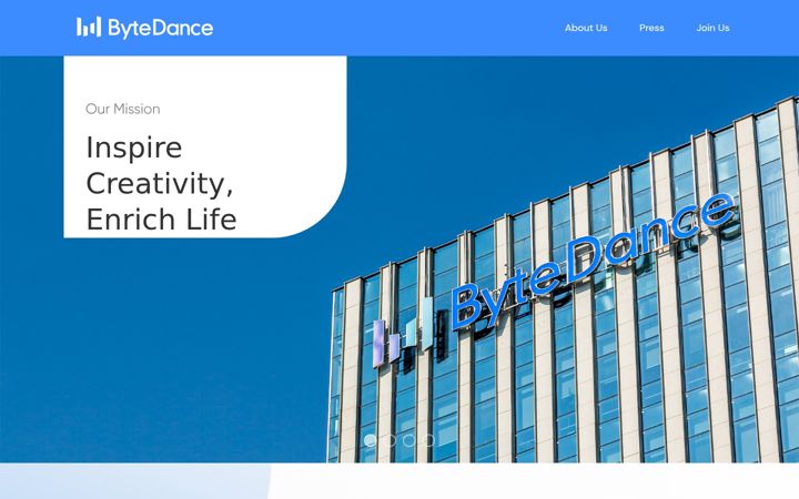 Snímek obrazovky bytedance.com