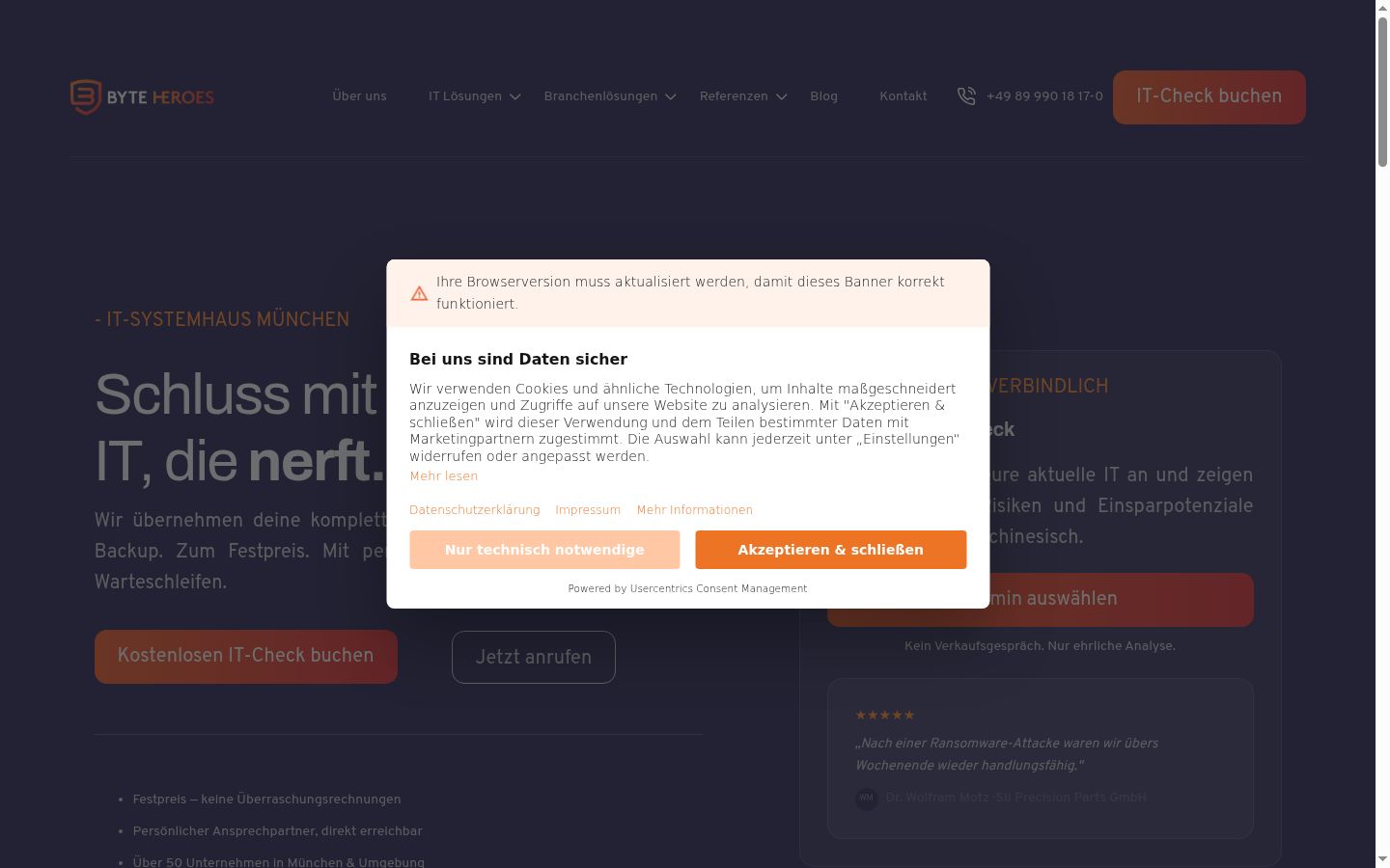 Screenshot of the consent banner shown before any interaction