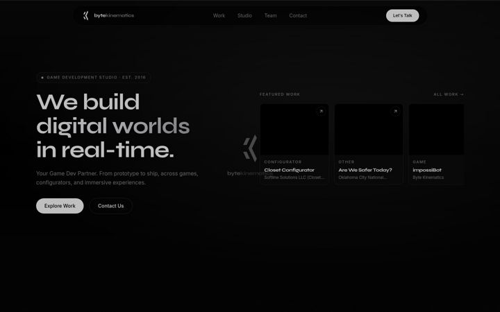 Screenshot of bytekinematics.com