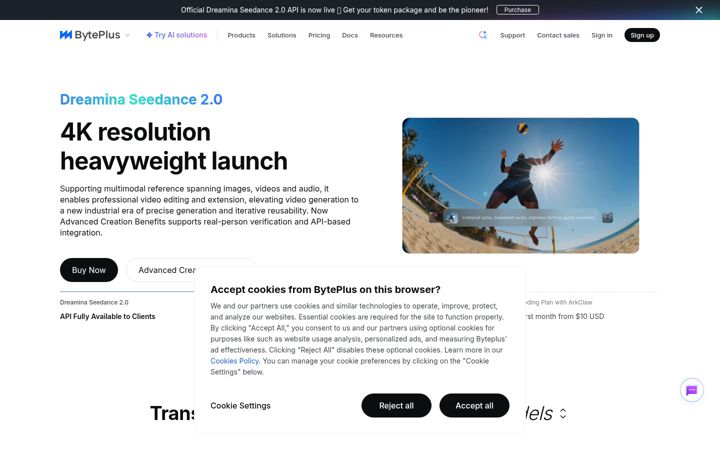 Screenshot di byteplus.com