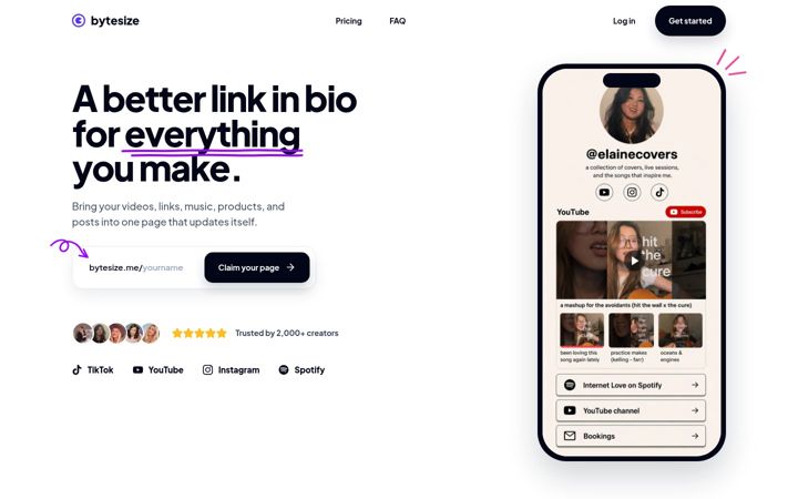 Screenshot of bytesize.me