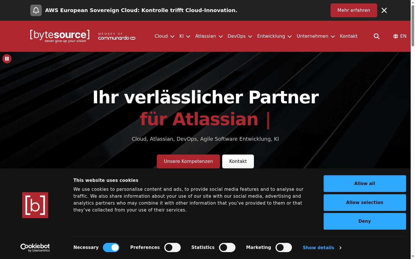 Screenshot of the consent banner shown before any interaction