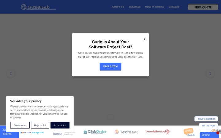 Screenshot of bytewink.com