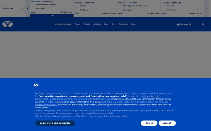 Screenshot of byucougars.com