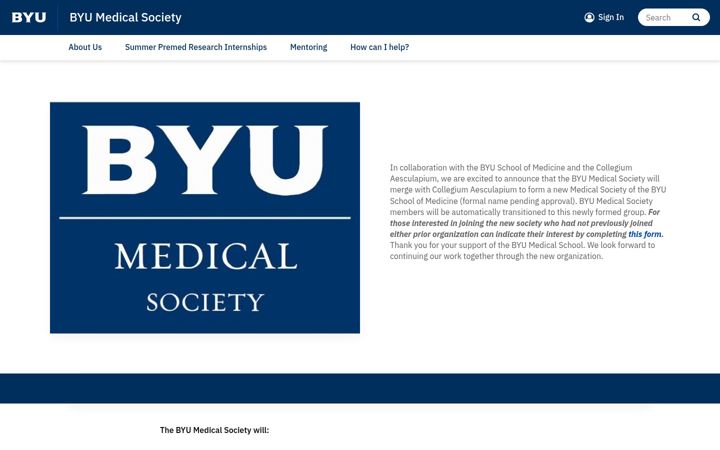 Screenshot von byumed.byu.edu