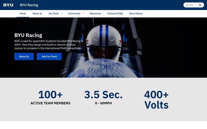 Snímek obrazovky byuracing.byu.edu