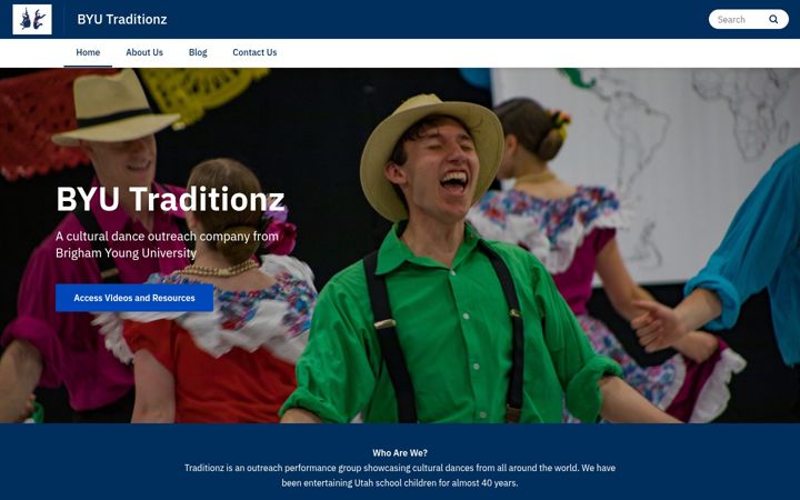 Snímek obrazovky byutraditionz.byu.edu