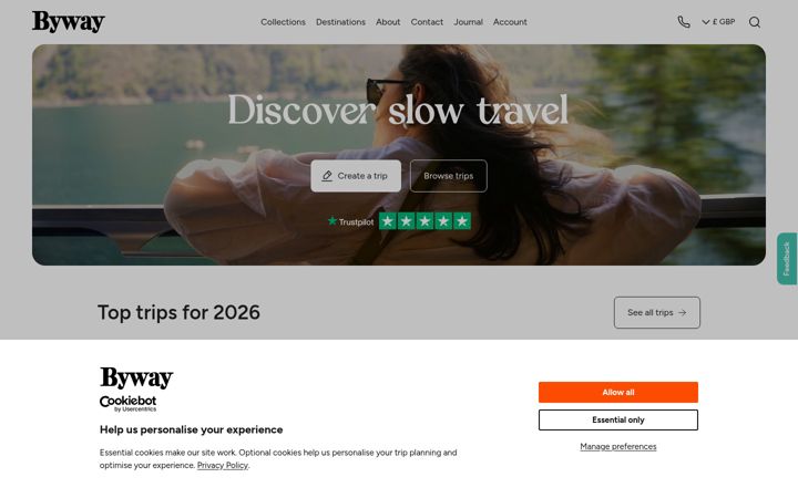 Screenshot of byway.travel