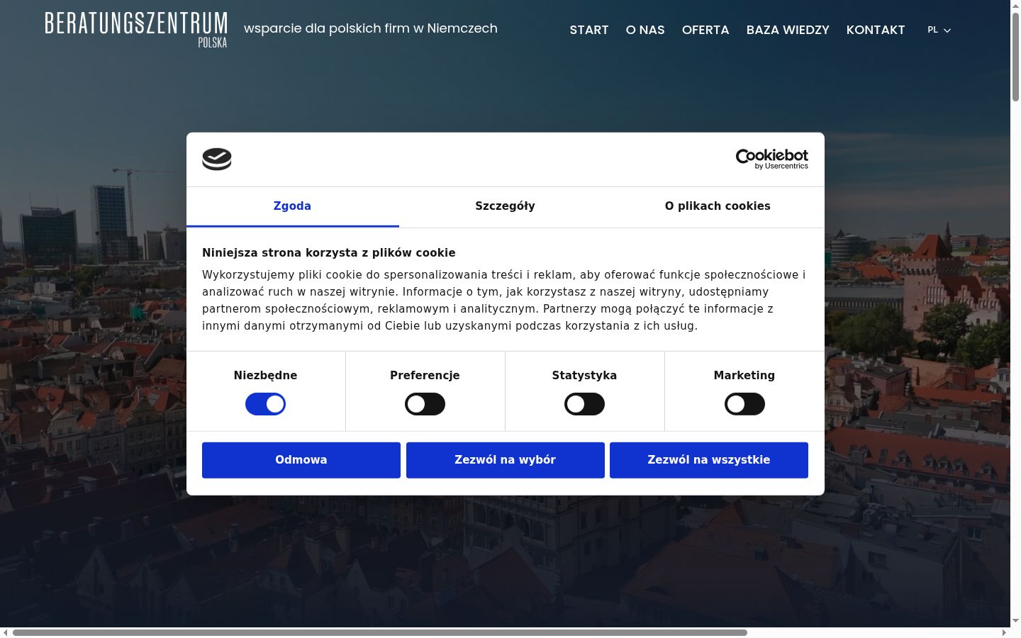 Screenshot of the consent banner shown before any interaction