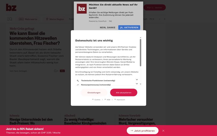 Screenshot of bzbasel.ch