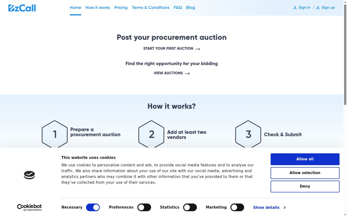 Screenshot of the consent banner shown before any interaction