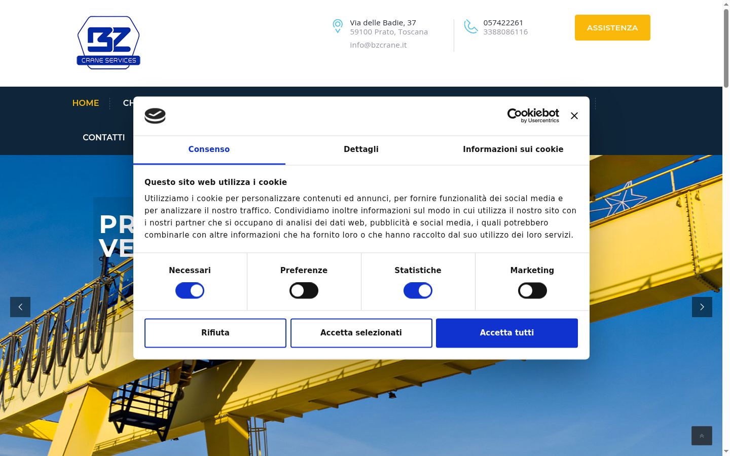 Screenshot del banner di consenso mostrato prima di qualsiasi interazione