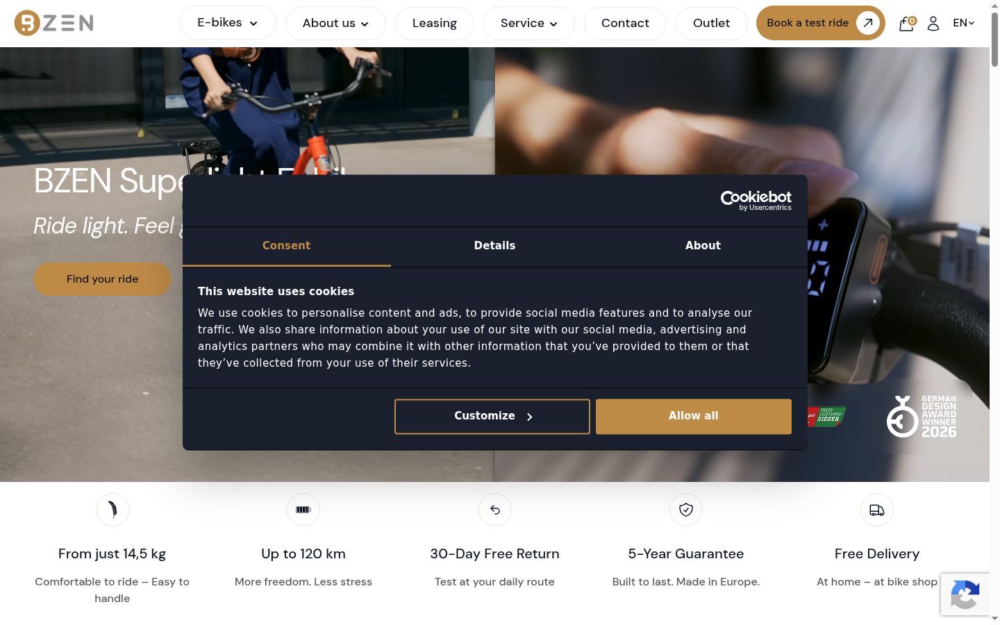 Screenshot del banner di consenso mostrato prima di qualsiasi interazione