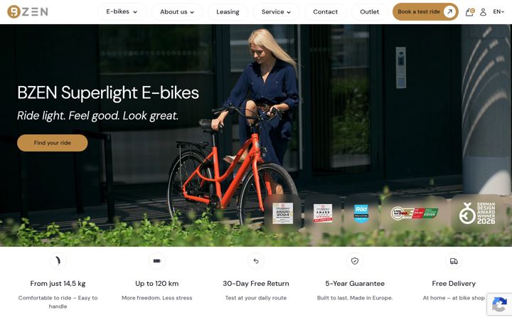 Screenshot of bzenbikes.com
