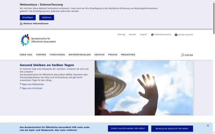 Screenshot του bzga.de