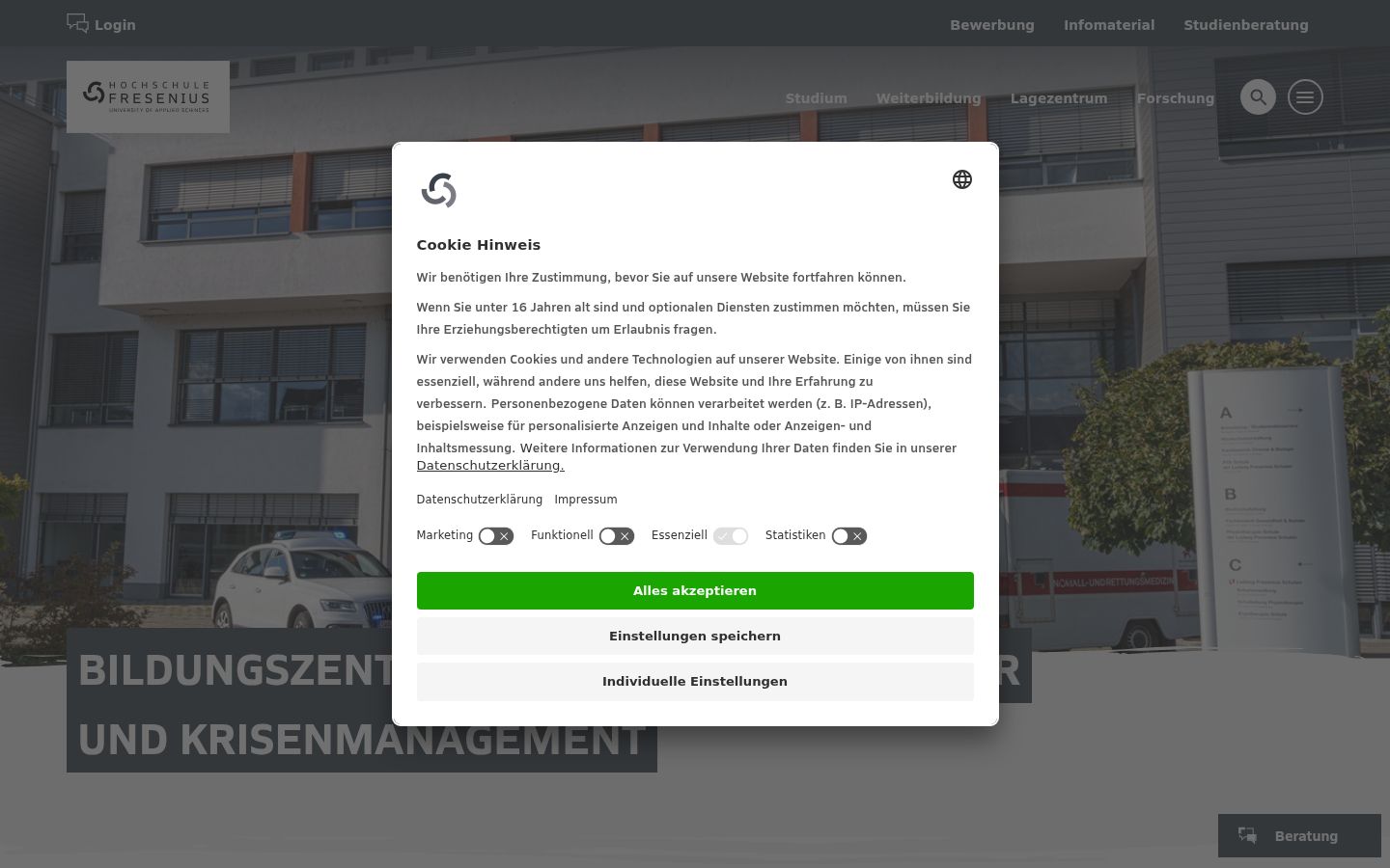 Snímek obrazovky baneru souhlasu zobrazeného před jakoukoli interakcí