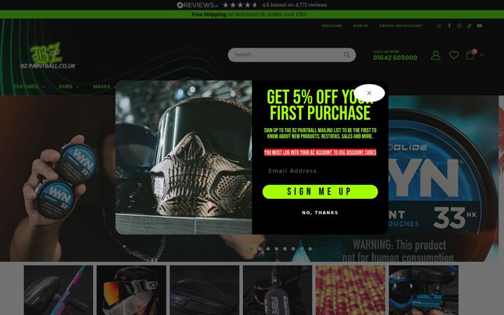 Screenshot of bzpaintball.co.uk