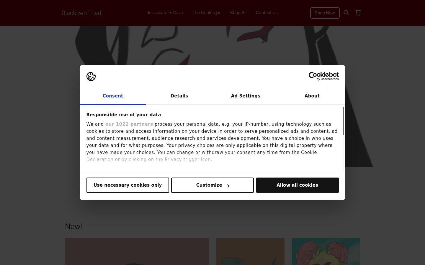 Screenshot del banner di consenso mostrato prima di qualsiasi interazione